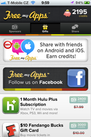 Zde si můžete vybírat odměny