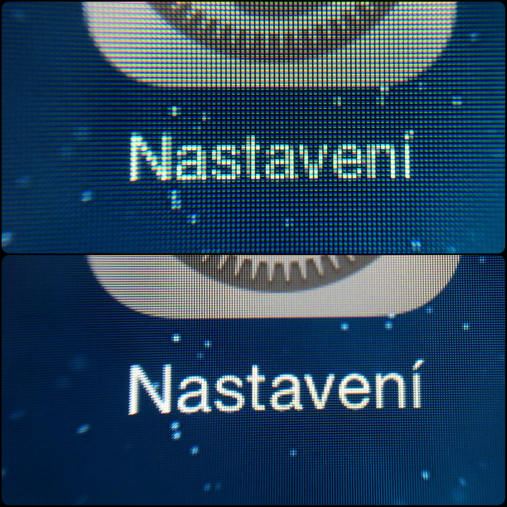 rozdíl displejů iPadů - macro fotka