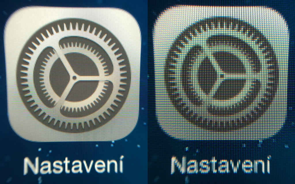 rozdíl displejů ipadů - macro foto
