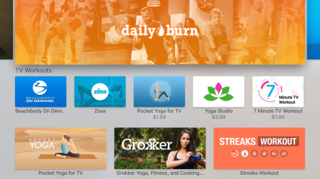 Výběr aplikací v kategorii Zdraví a fitnes - Apple TV App Store