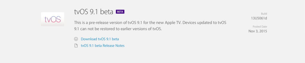 tvOS 9.1 Beta