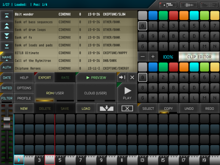 Úvodní, kompoziční obrazovka aplikace Rytmik Ultimate