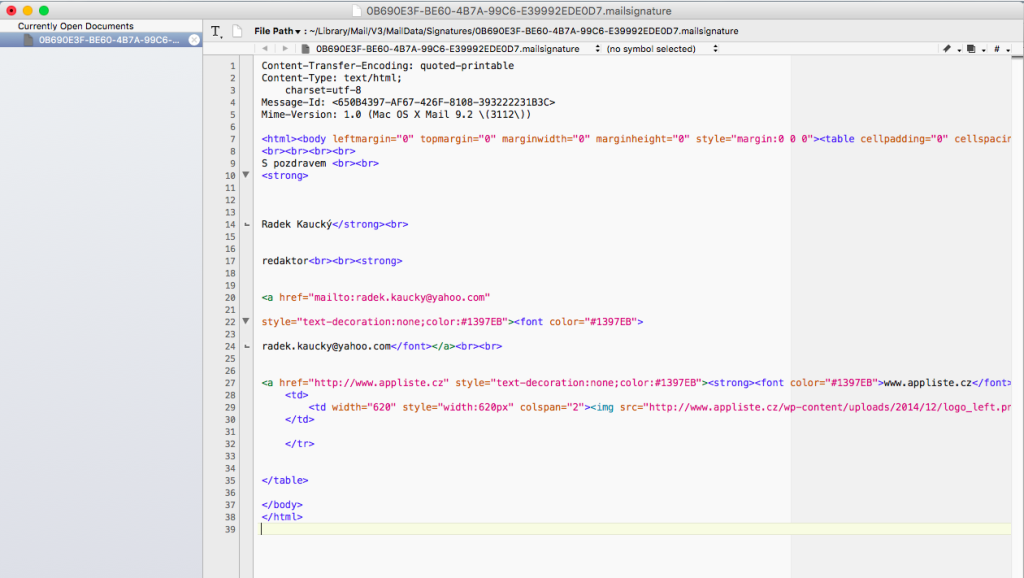 HTML podpis