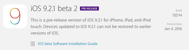 Apple: iOS 9.2.1