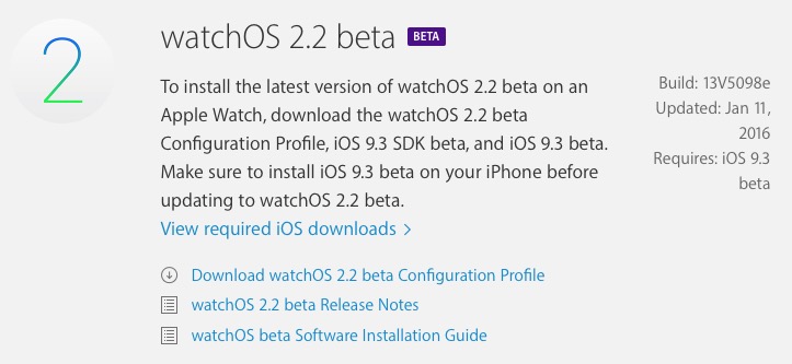 watchOS 2.2