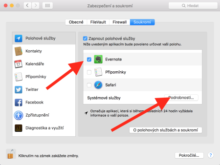 informace o aktuální poloze