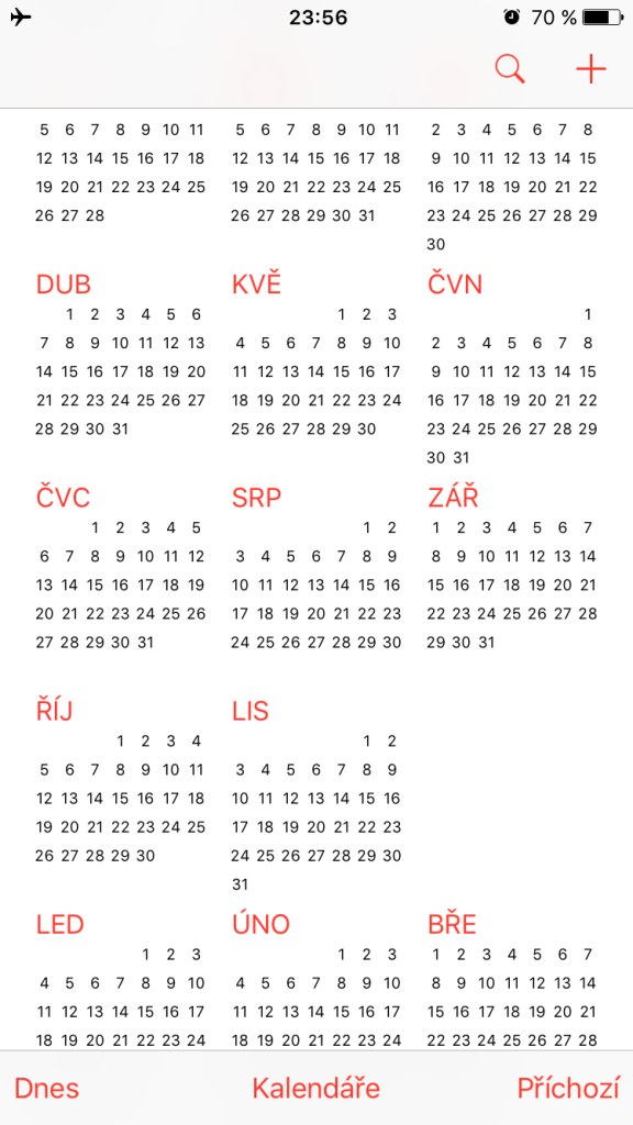Kalendář - chybí prosinec