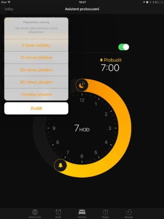 Asistent probuzení v iOS 10