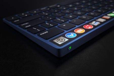 Koncept ukazuje bezdrátovou klávesnici s OLED panelem