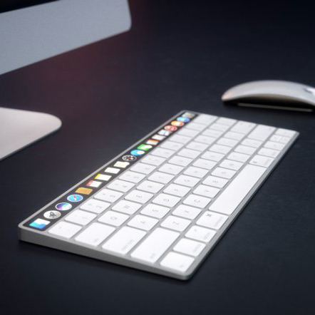 Koncept ukazuje bezdrátovou klávesnici s OLED panelem