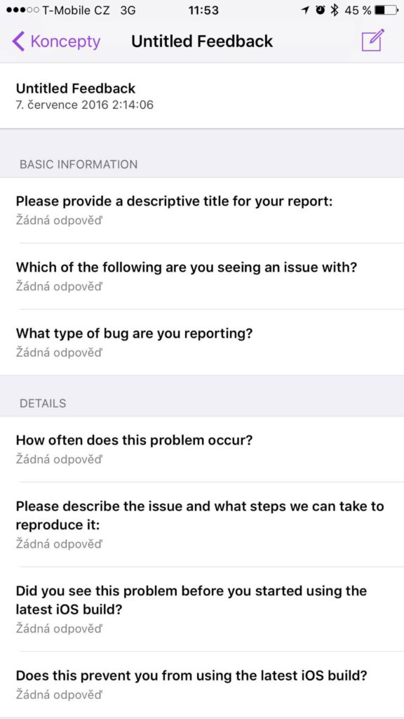 Feedback v iOS 10