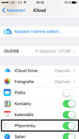 Připomínky v iOS