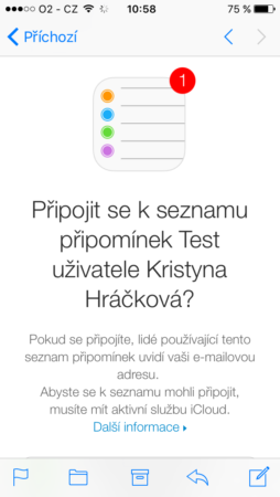 Připomínky v iOS