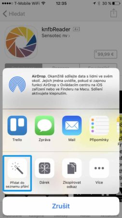 App Store - seznam přání