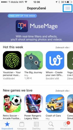 App Store - seznam přání