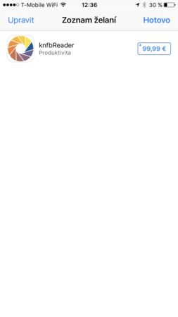 App Store - seznam přání