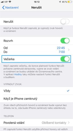 iOS 12 Oznamovací centrum