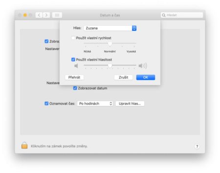 Oznamování času na Macu