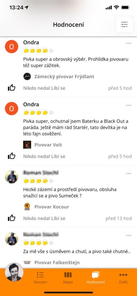 Aplikace Pivovary