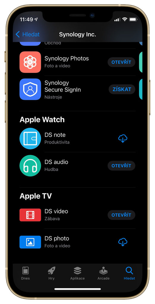 Synology aplikace2