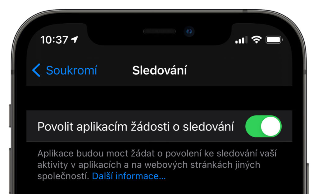 Nastavení sledování aplikací iOS