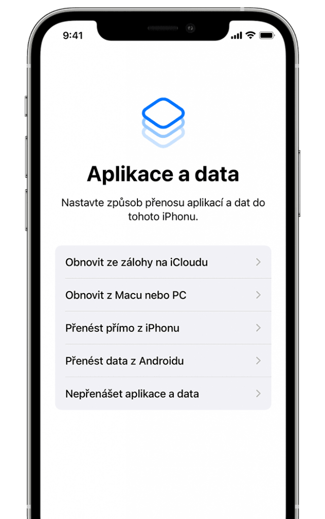 iPhone přenesení dat