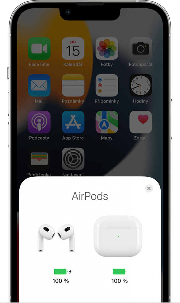 AirPods baterie procenta