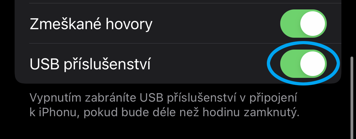 USB příslušenství iOS 15