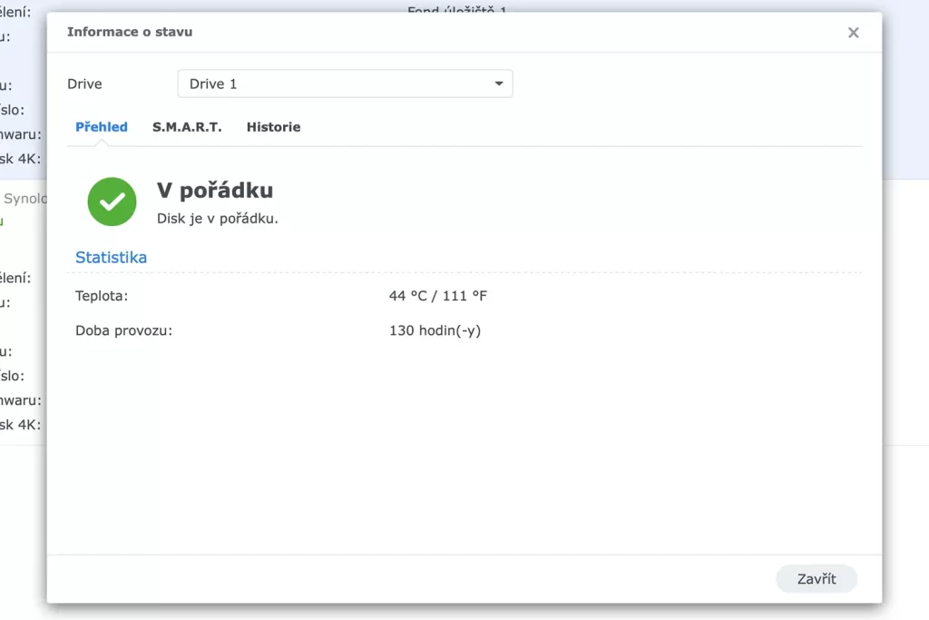 Zivotnost Synology disk 1