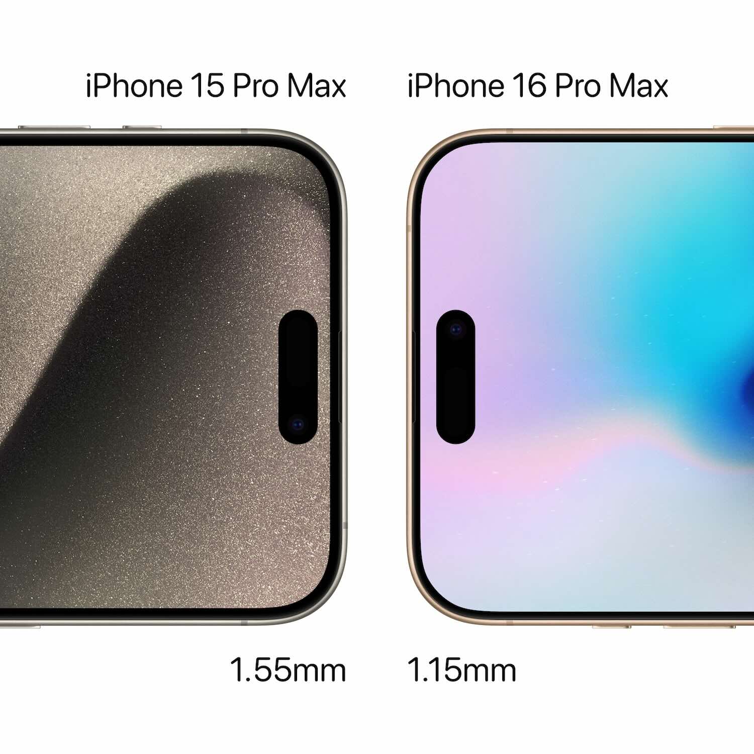 iPhone 16 Pro Max okraje kolem displeje