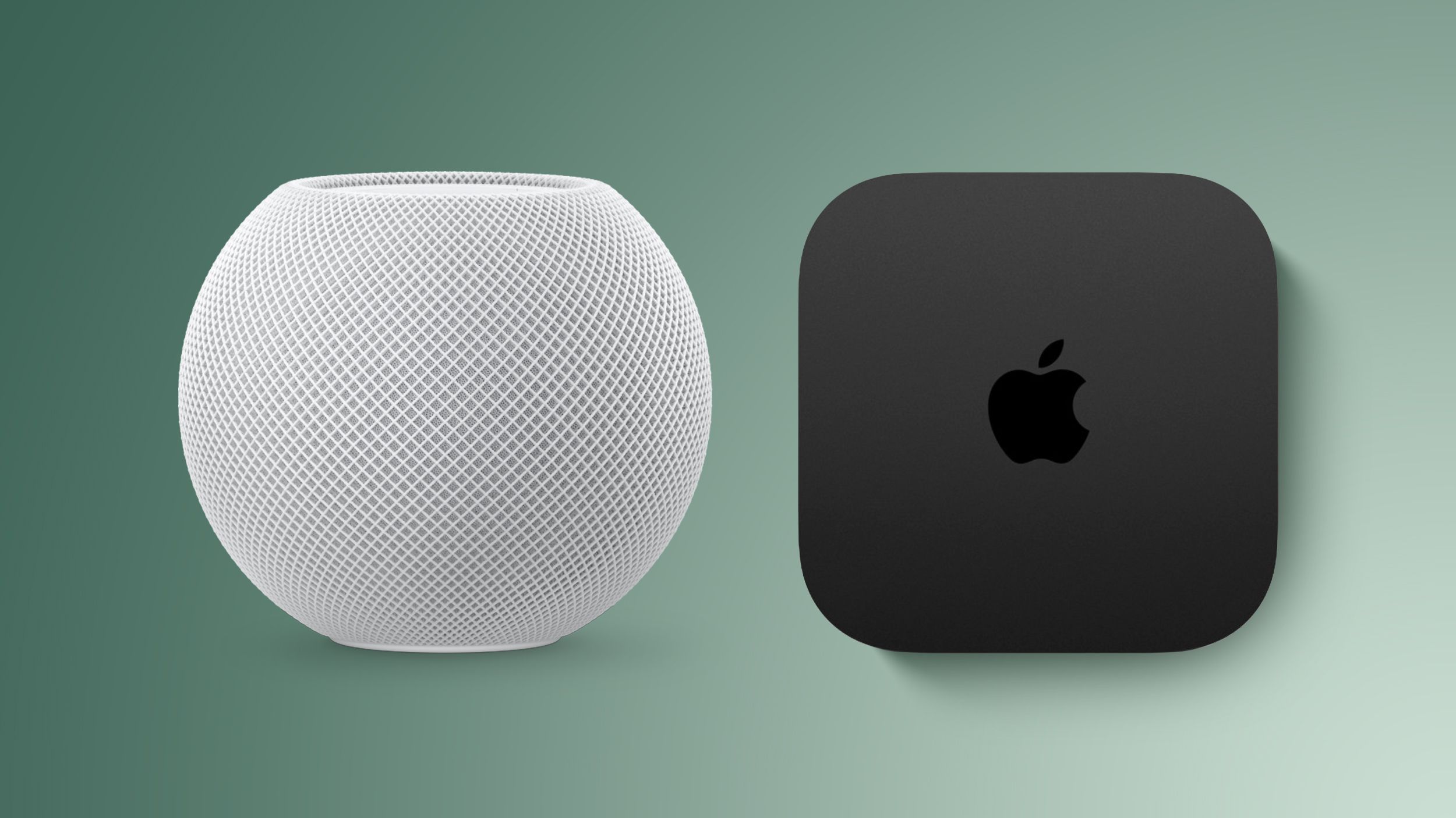 Apple TV a HomePod mini na stole