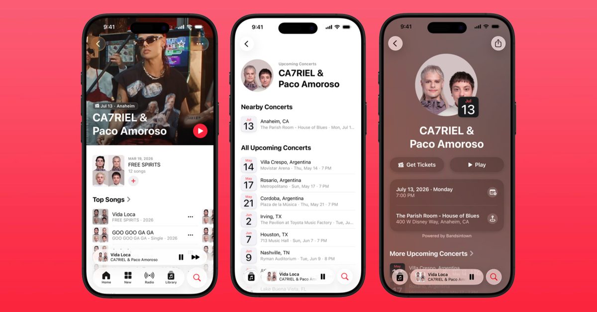 Apple Music zobrazuje koncerty a vstupenky