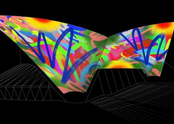 iPad umění promítané na Sydney Opera House