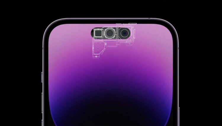 iPhone s Dynamic Islandem a Face ID pod displejem