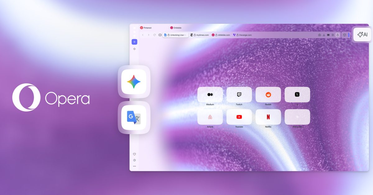 Opera One s Geminim v postranním panelu