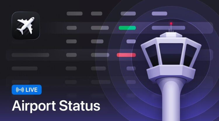 Mapa letišť s aktuálními zpožděními ve Flighty