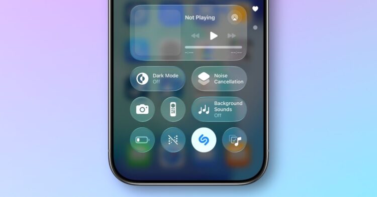 Shazam v Control Center na iPhonu