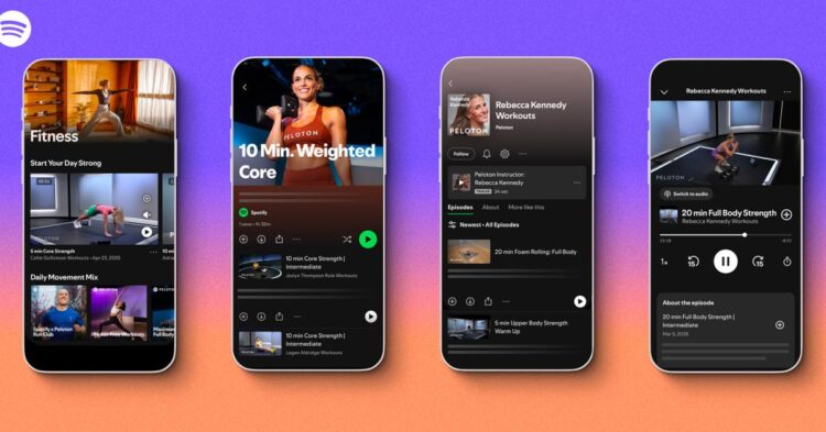 Spotify fitness hub s vedenými tréninky v aplikaci
