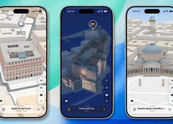 Apple Maps s detailním zobrazením Říma a Neapole