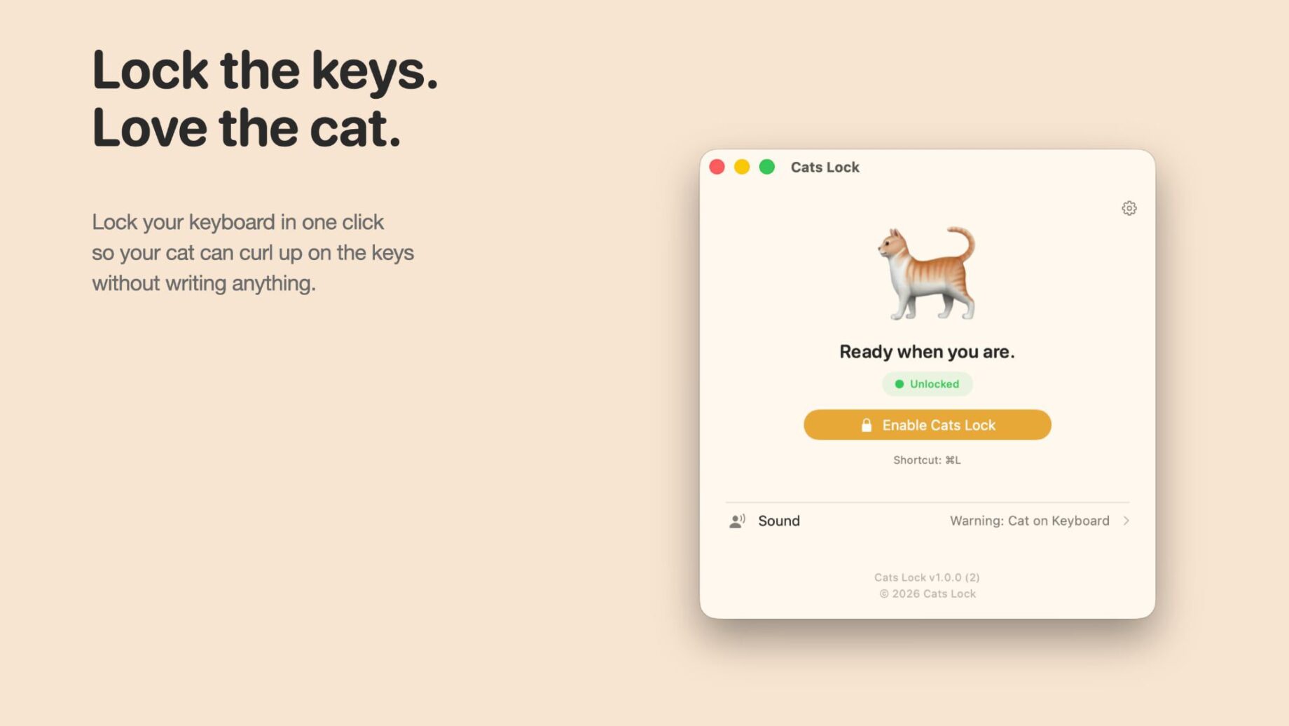 Aplikace Cats Lock pro Mac chrání klávesnici před kočkou