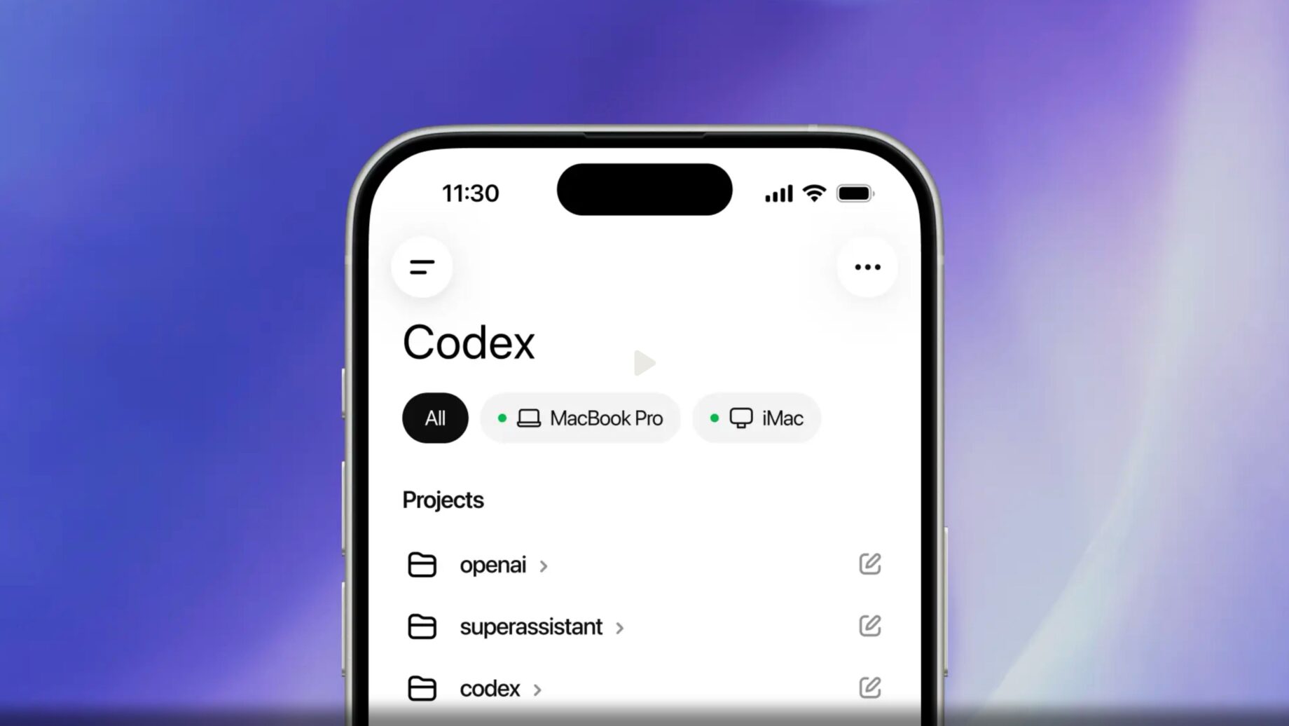 Codex v aplikaci ChatGPT na iPhonu propojený s Macem
