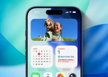 Widget Fotky v iOS 26 na iPhonu s prostorovým efektem