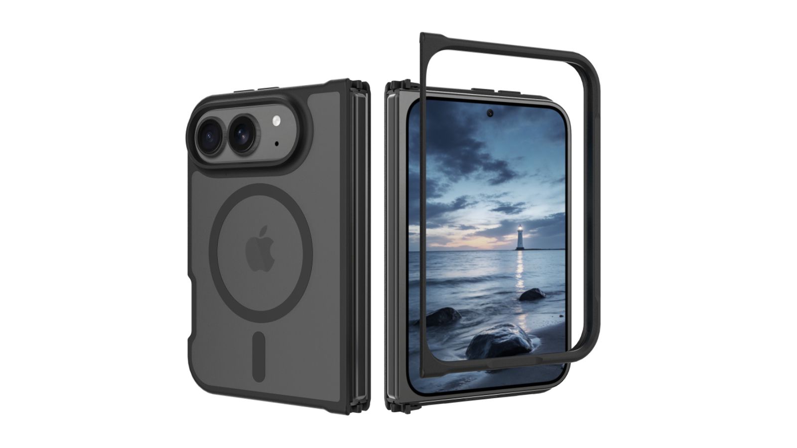 Pouzdro pro skládací iPhone s výřezy pro fotoaparáty a magnety