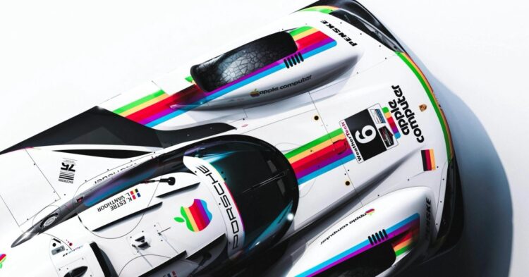 Závodní Porsche s polepem inspirovaným Applem
