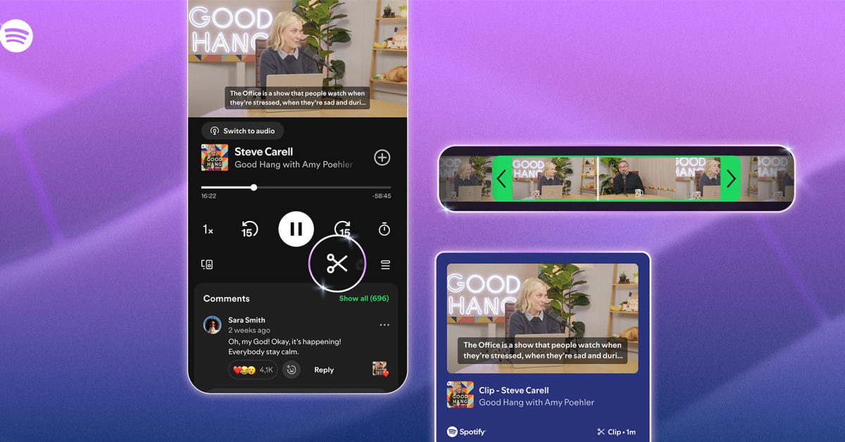 Spotify nově umožňuje vystřihnout a sdílet podcastový klip