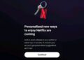 Netflix na obrazovce s upozorněním na nový e-mail pro profil