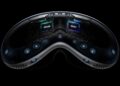 Apple Vision Pro headset na tmavém pozadí