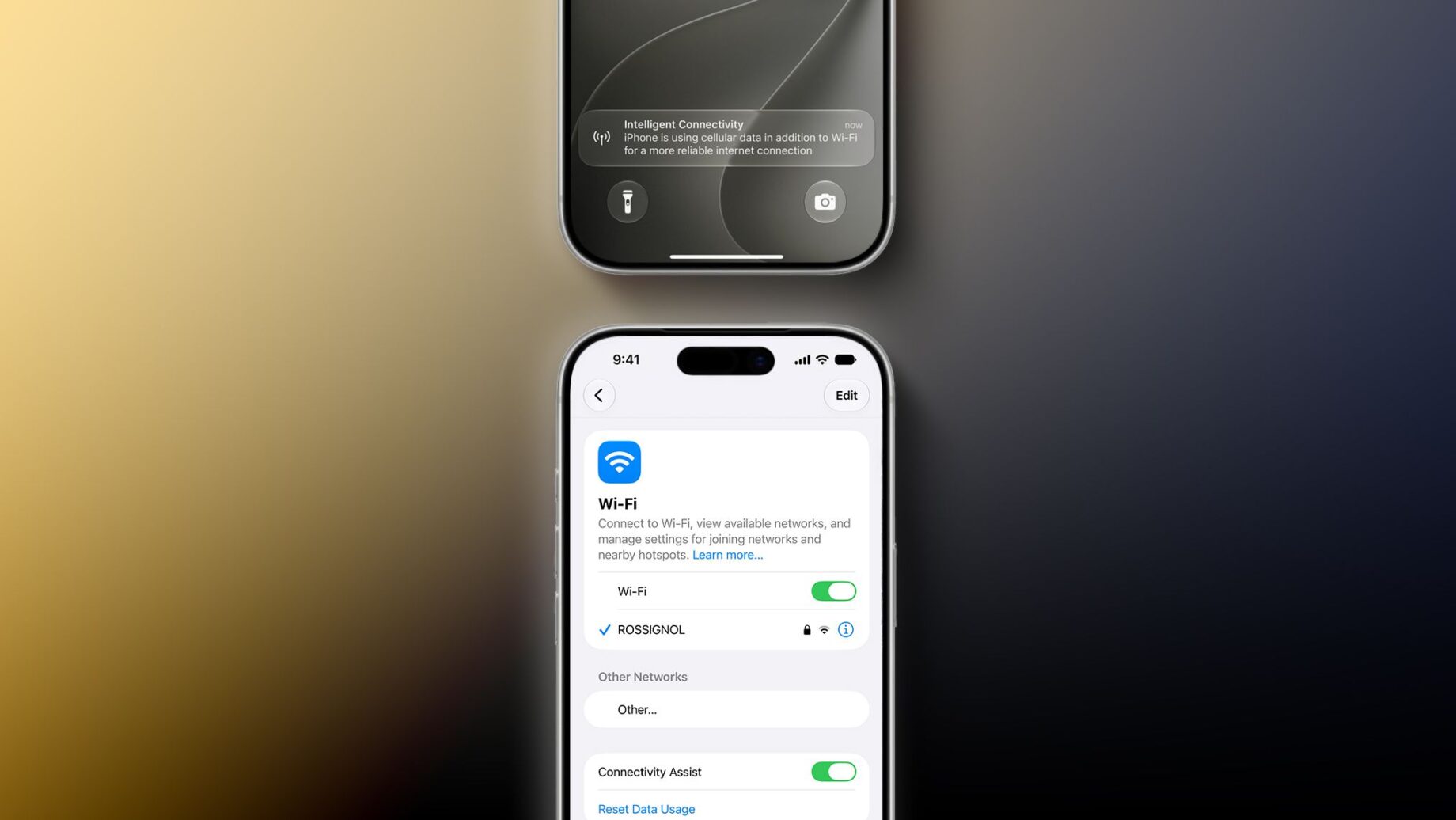Nastavení iOS 27 s funkcí Connectivity Assist