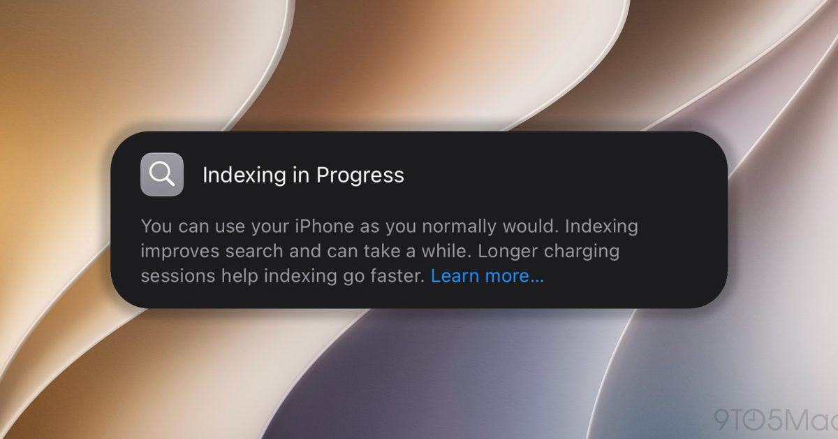 iPhone s hláškou o indexaci v iOS 27