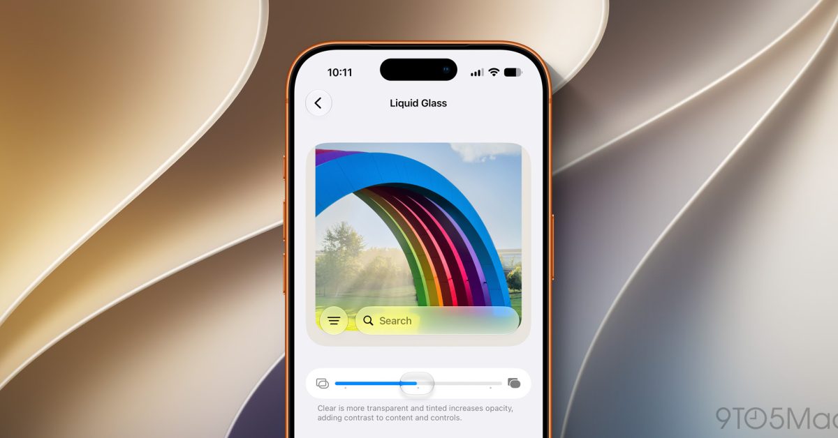 Nastavení posuvníku Liquid Glass v iOS 27 na iPhonu